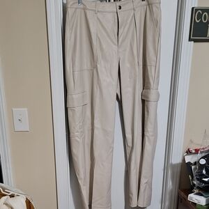 Wild Fable Cream Faux Leather Cargo Pants